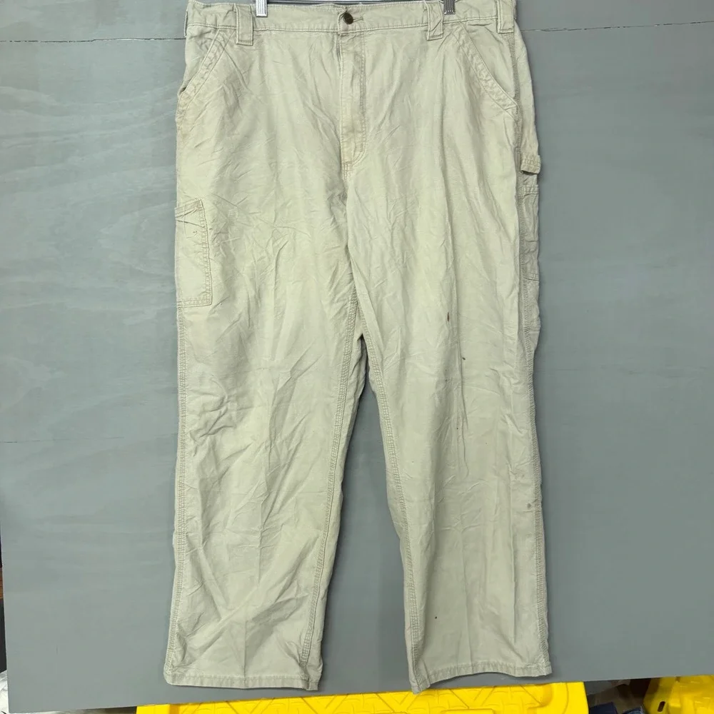 Carhartt B151 TAN Dungaree Fit Work Pants Mens 42x32 Tan‎ Cotton Canvas Utility